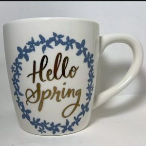 Hello Spring Floral Mug Threshold Target Brand Cute Coffee Cup Blue & White Gold